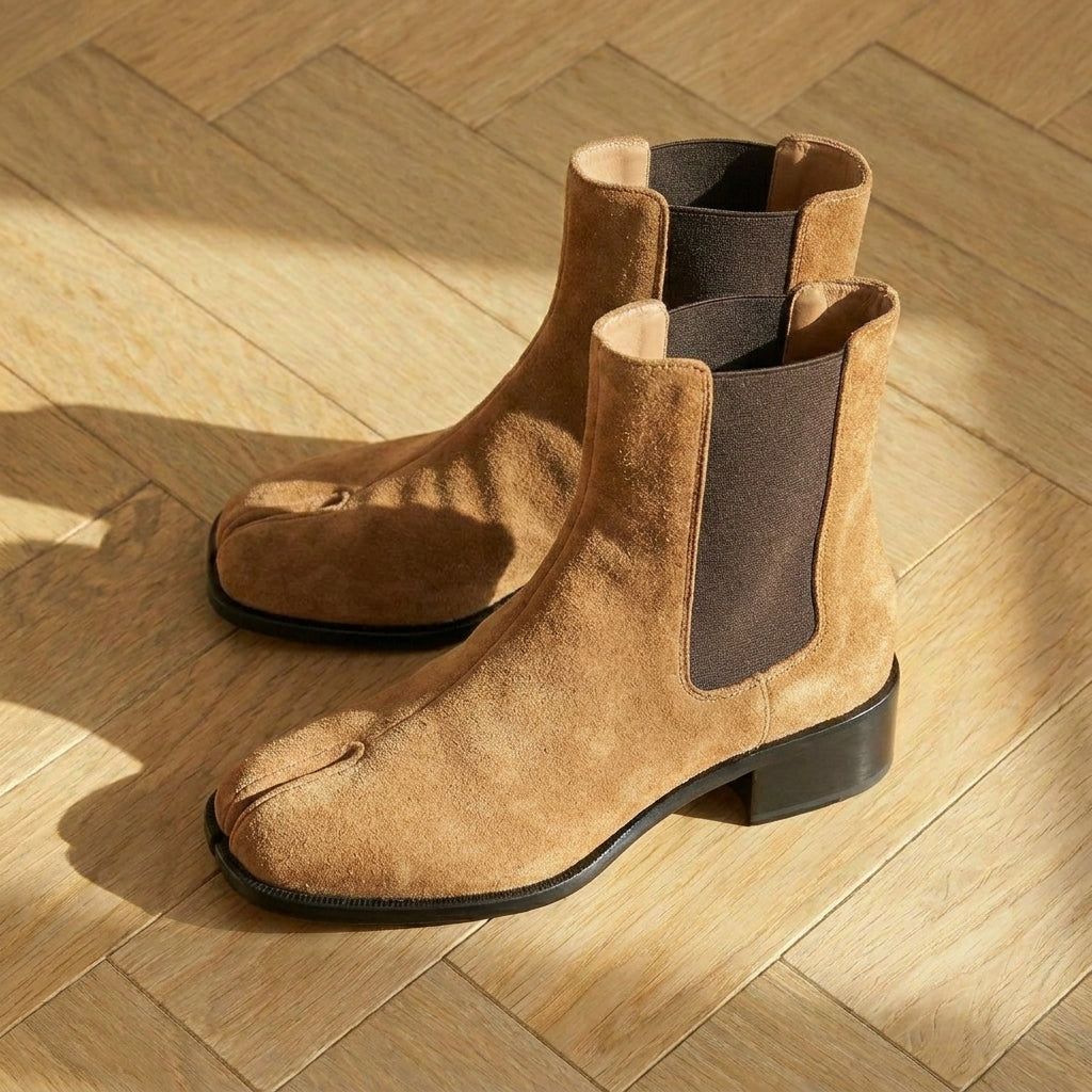 Tan Suede Leather Amino With Split Toe Chelsea Boot