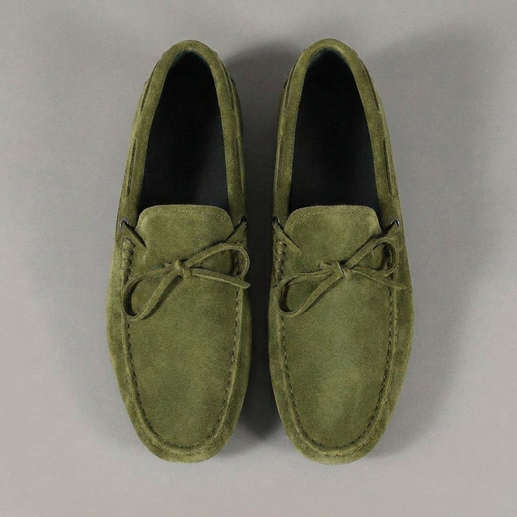 Green Suede Ophelia Driving Loafers - AW24