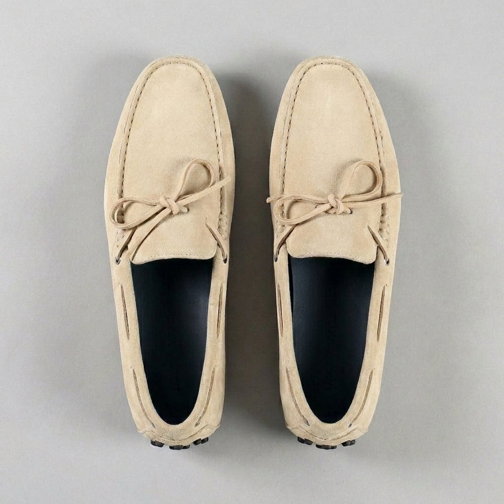 Beige Suede Ophelia Driving Loafers - AW24
