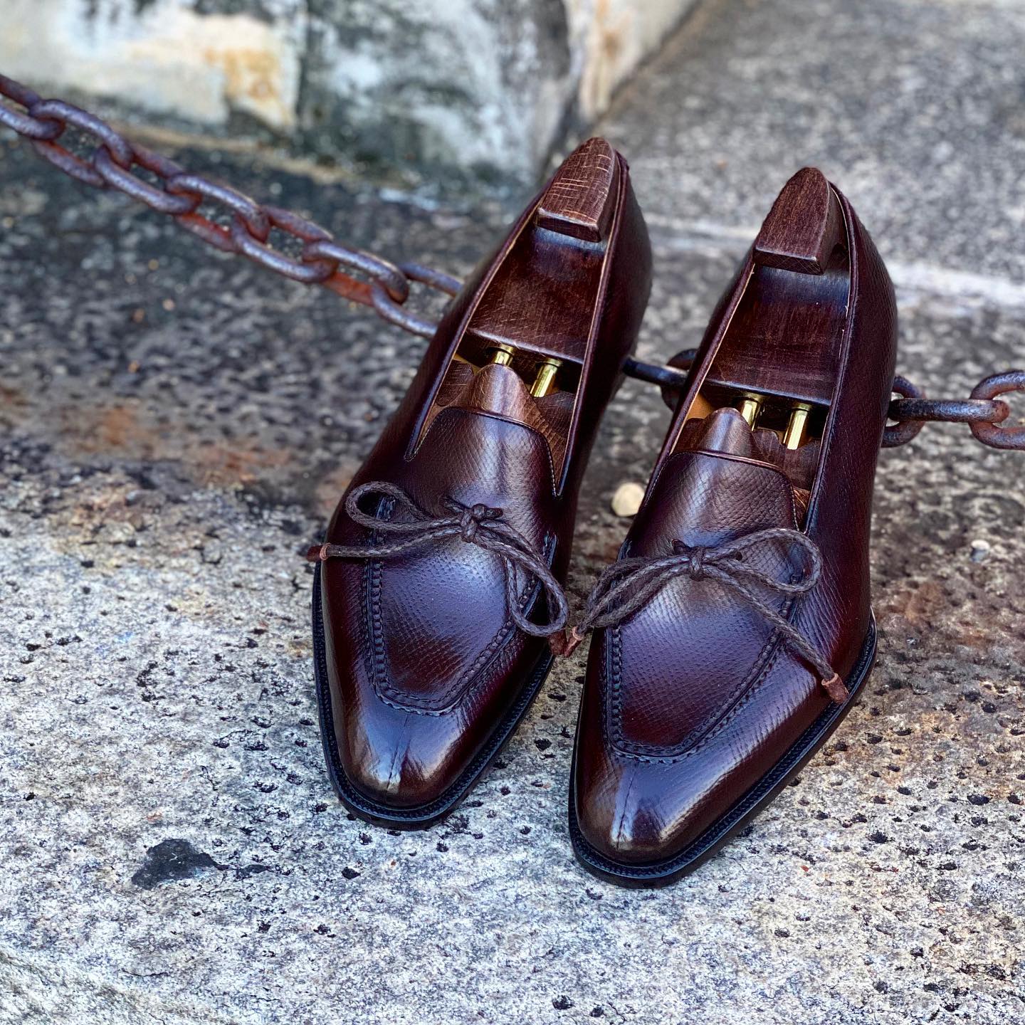 Brown Leather Oporto Slip On Driving Laced Loafers