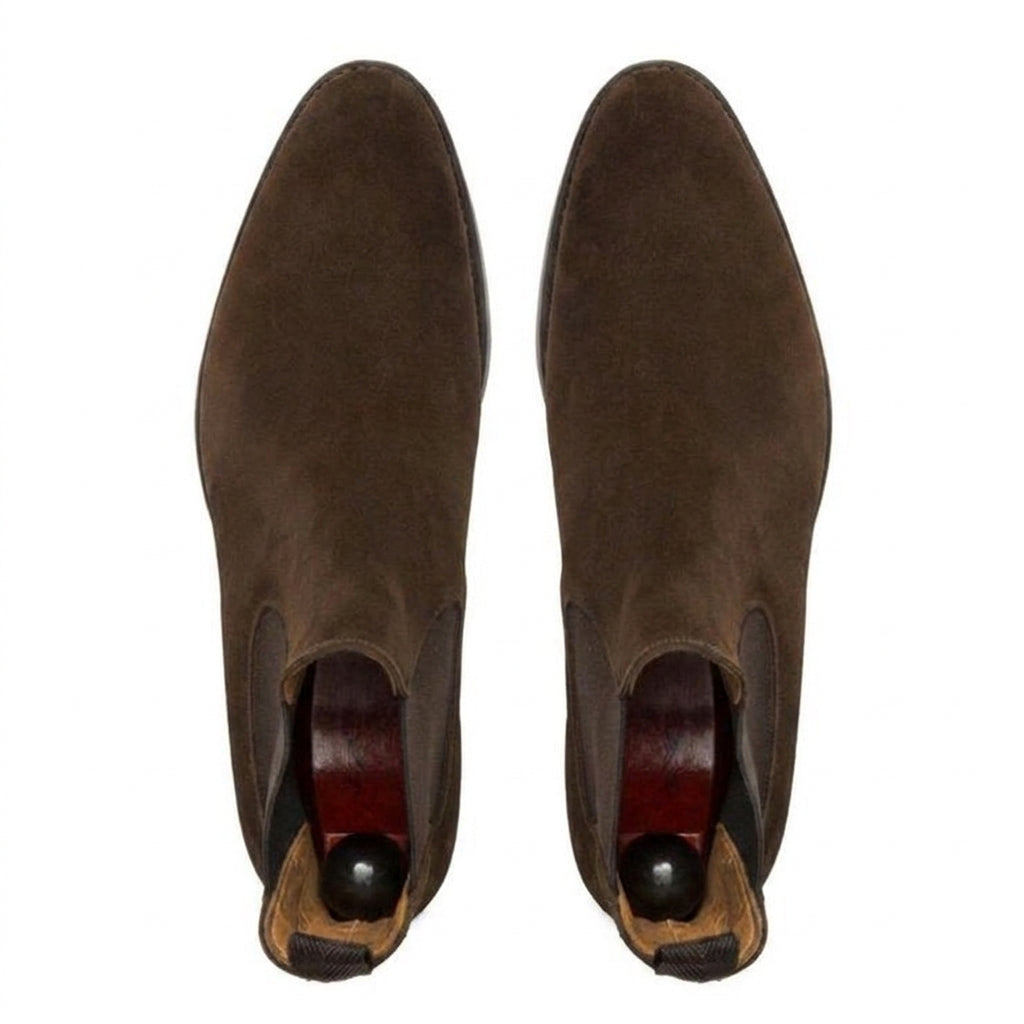Extra Wide Shoes (2E,4E,6E) Brown Suede Fenland Slip On Chelsea Boots
