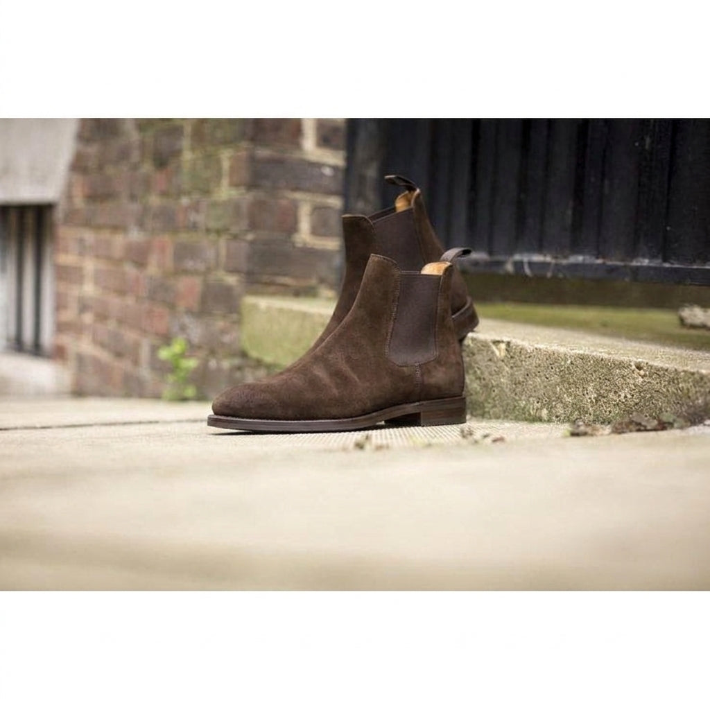 Extra Wide Shoes (2E,4E,6E) Brown Suede Fenland Slip On Chelsea Boots