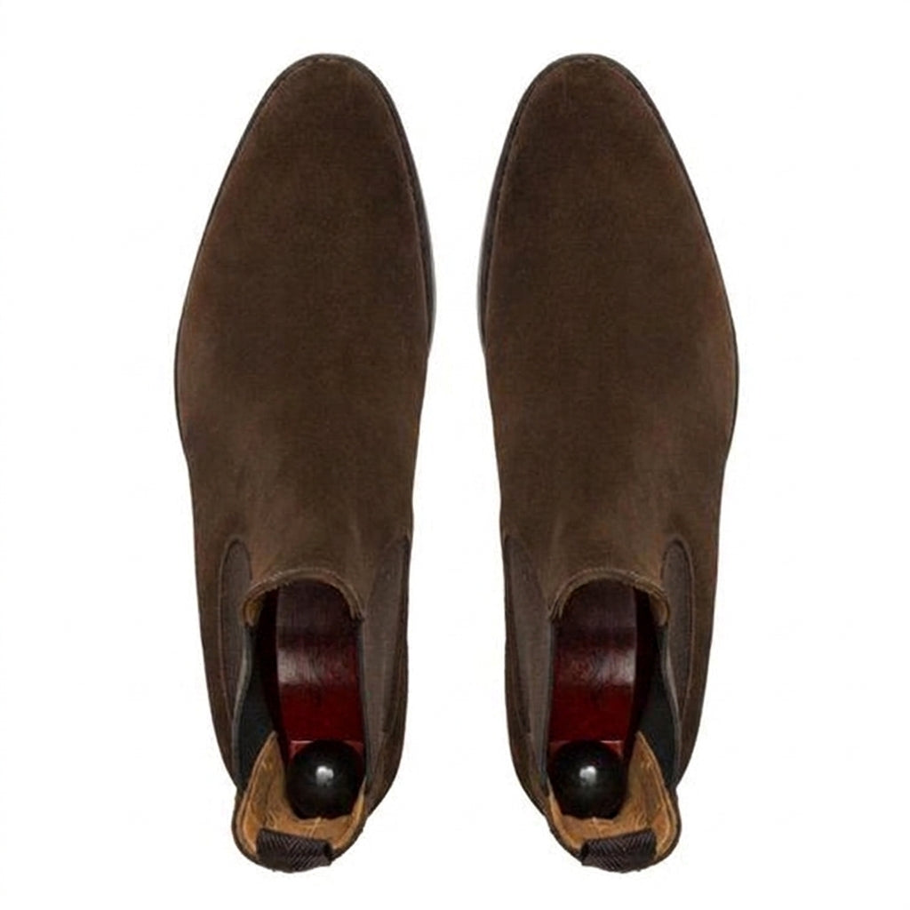 Extra Narrow Shoes (2A,4A,6A) Brown Suede Fenland Slip On Chelsea Boots