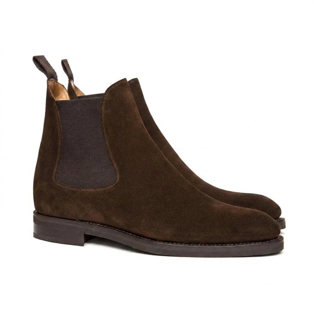 Extra Narrow Shoes (2A,4A,6A) Brown Suede Fenland Slip On Chelsea Boots