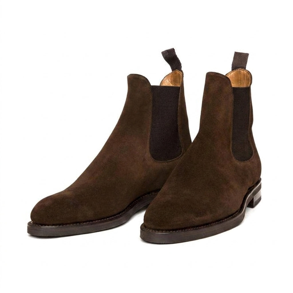 Extra Narrow Shoes (2A,4A,6A) Brown Suede Fenland Slip On Chelsea Boots