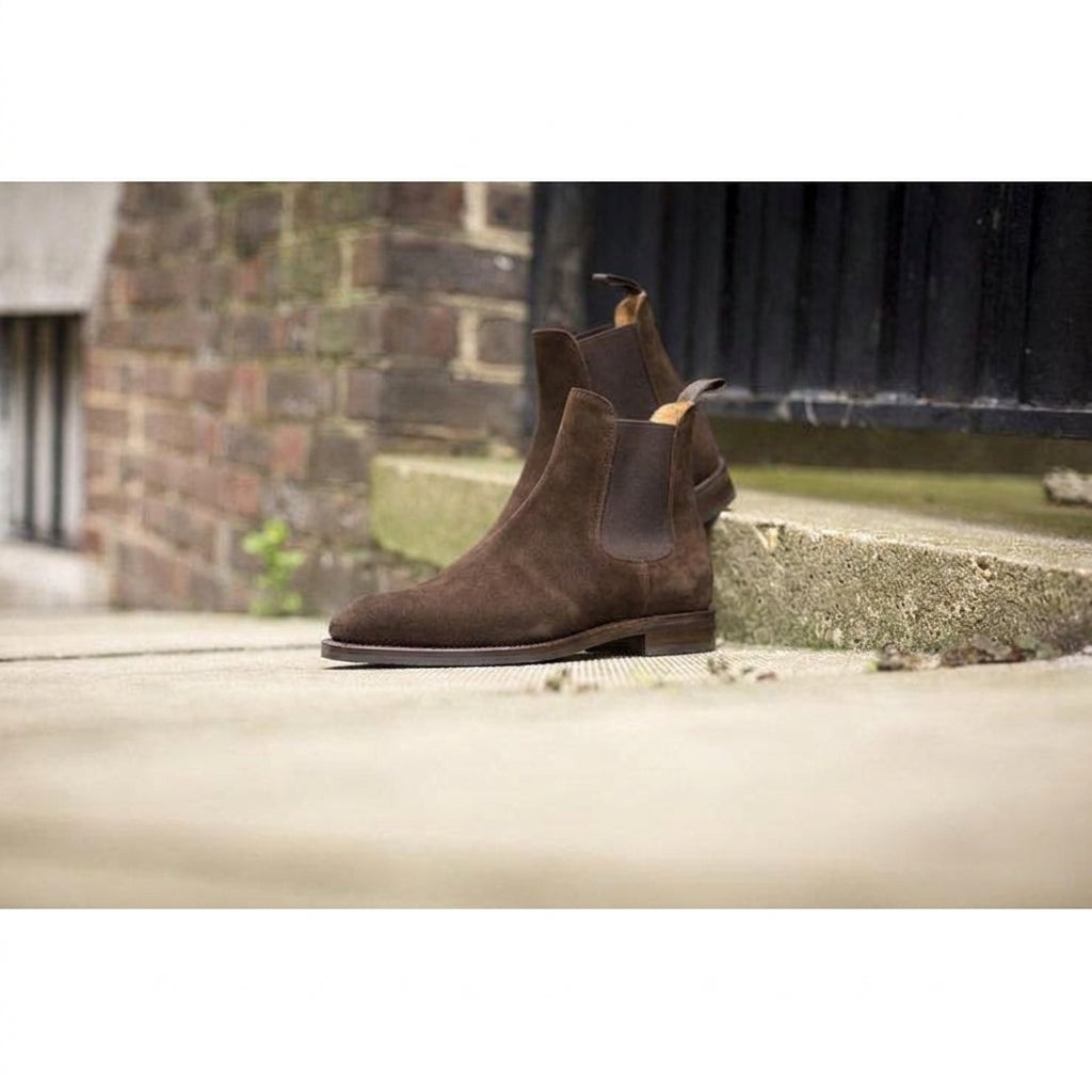 Extra Narrow Shoes (2A,4A,6A) Brown Suede Fenland Slip On Chelsea Boots