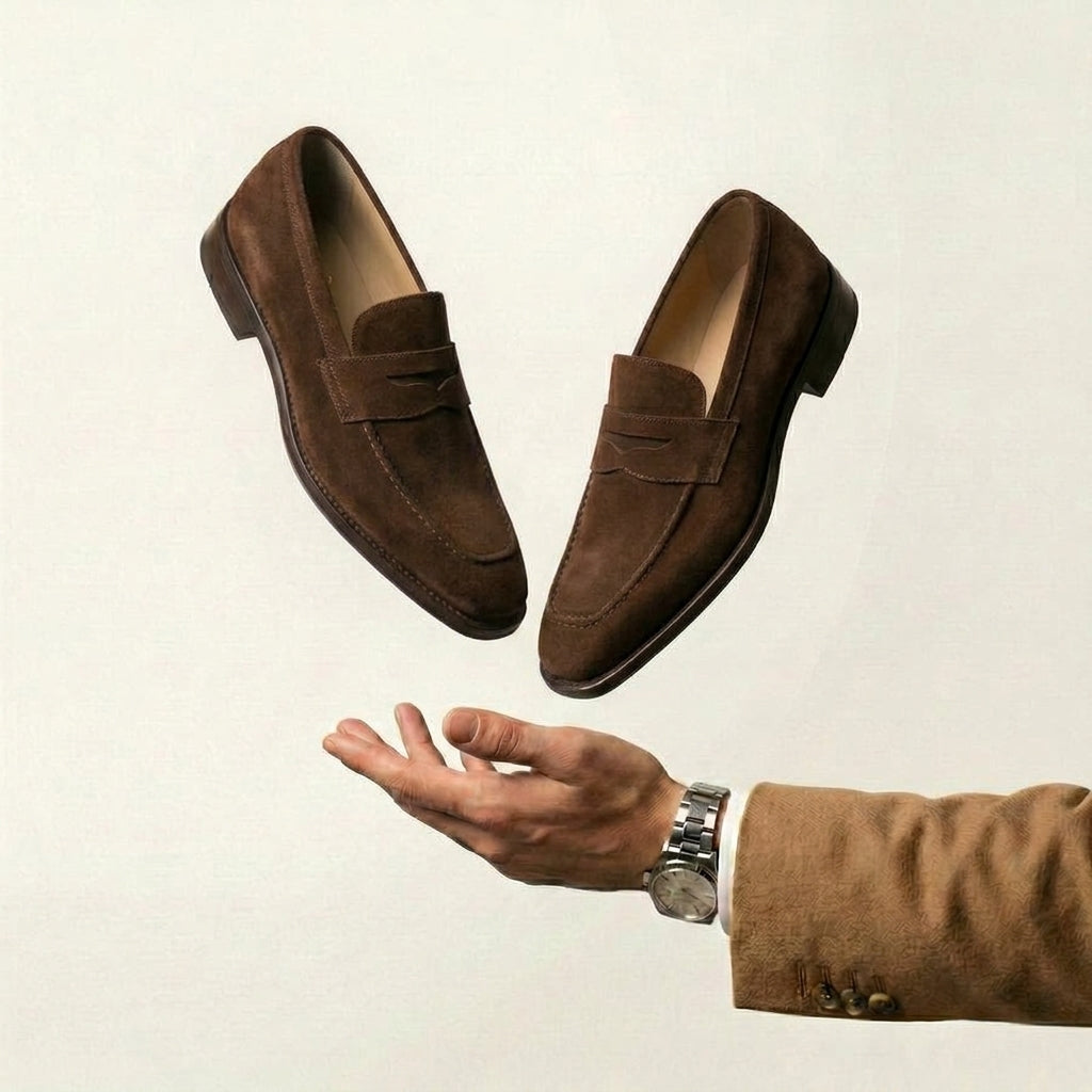 Brown Suede Lucente Penny Loafer Shoes