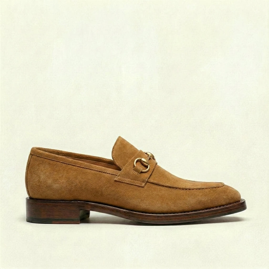 Tan Suede Lucente Horse Bit Loafer