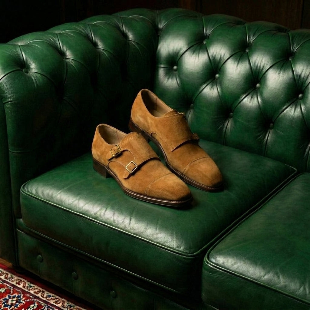 Tan Suede Lucente Double Monk Strap Shoe