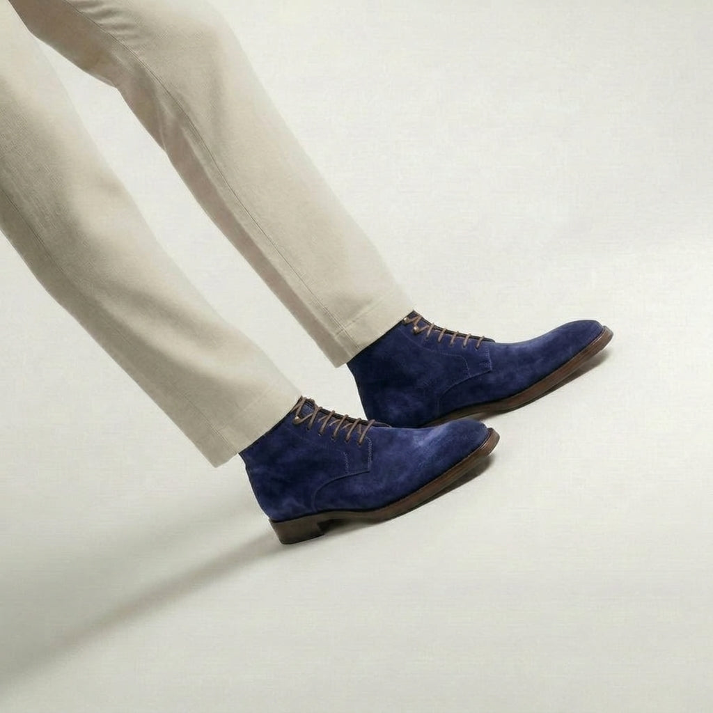 Navy Blue Suede Lucente Derby Boot