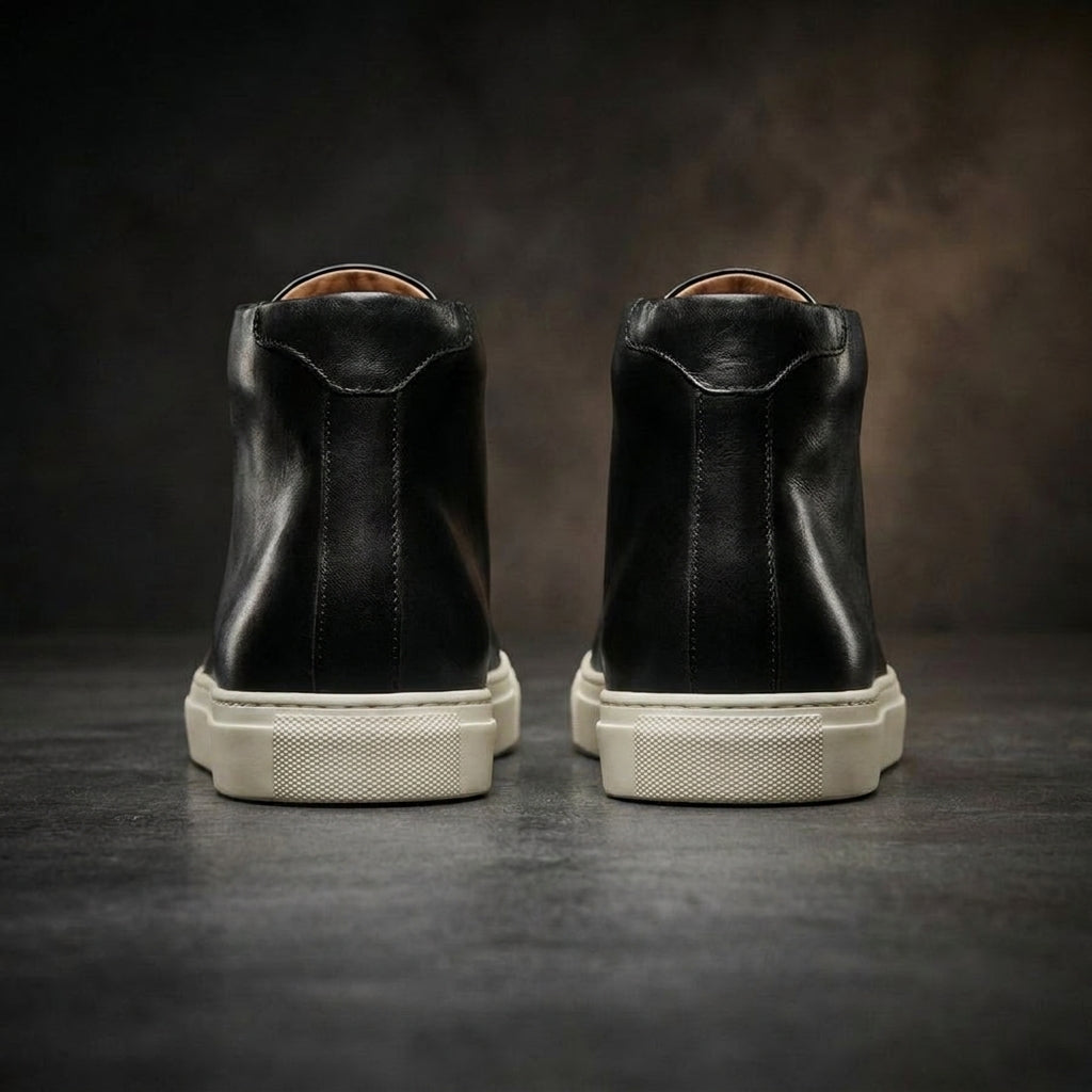 Height Increasing Black Leather Coleman Sneaker Boots