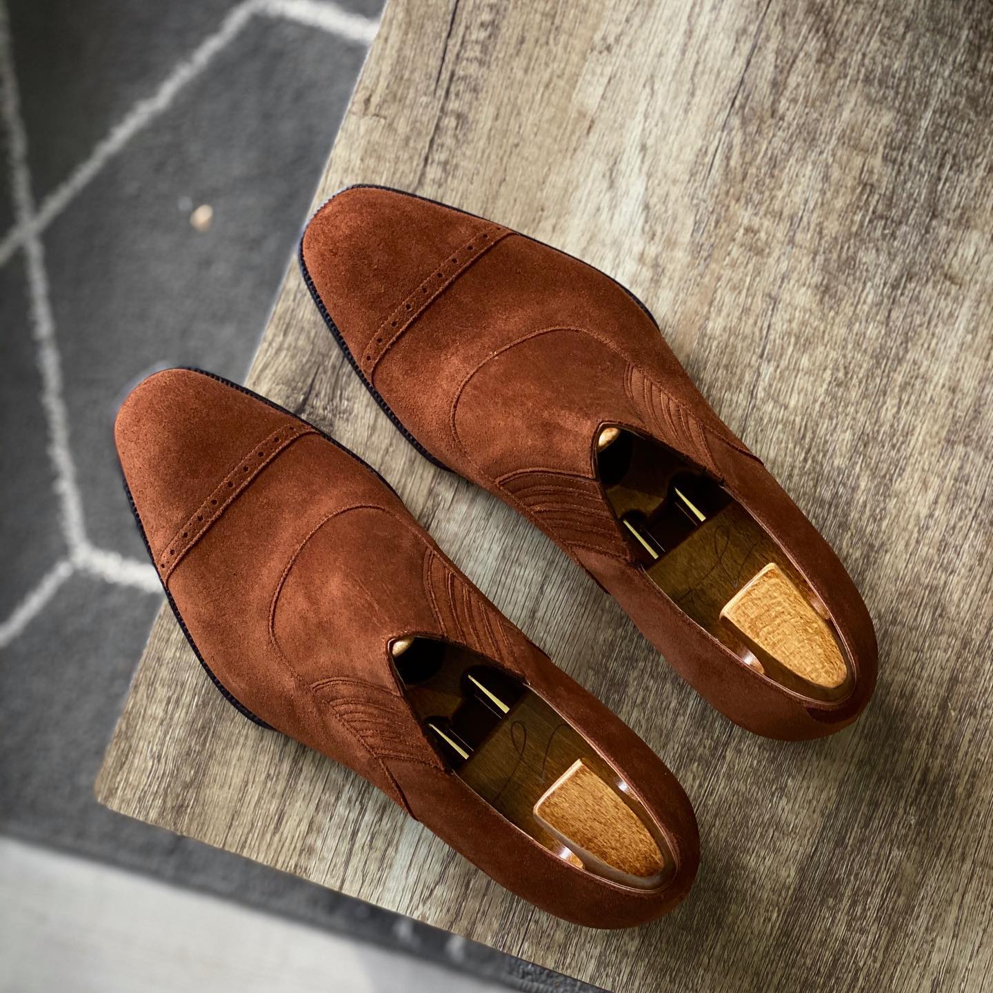 Tan Suede Fandara Slip On Brogue Toe Cap Loafers