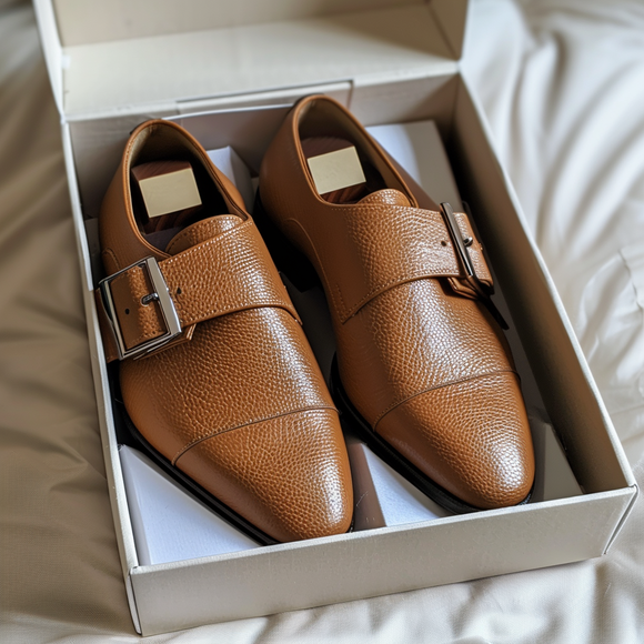 Tan Leather Brayden Monk Straps