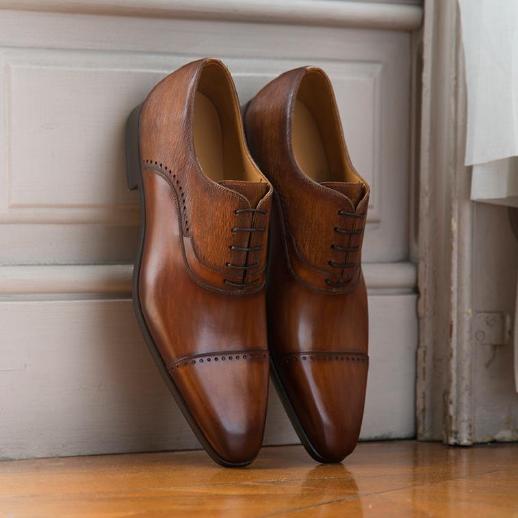 Tan Leather Jovian Lace Up Brogue Toe Cap Balmoral Oxfords
