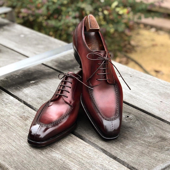 Burgundy Brown Leather Galway Lace Up Derby Shoes