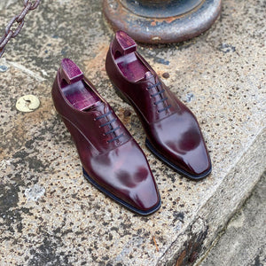 Burgundy Brown Leather Castello Oxford Shoes