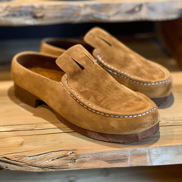 Tan Suede Leather Rustic Roam Clogs Loafer - Summer 2024 Collection