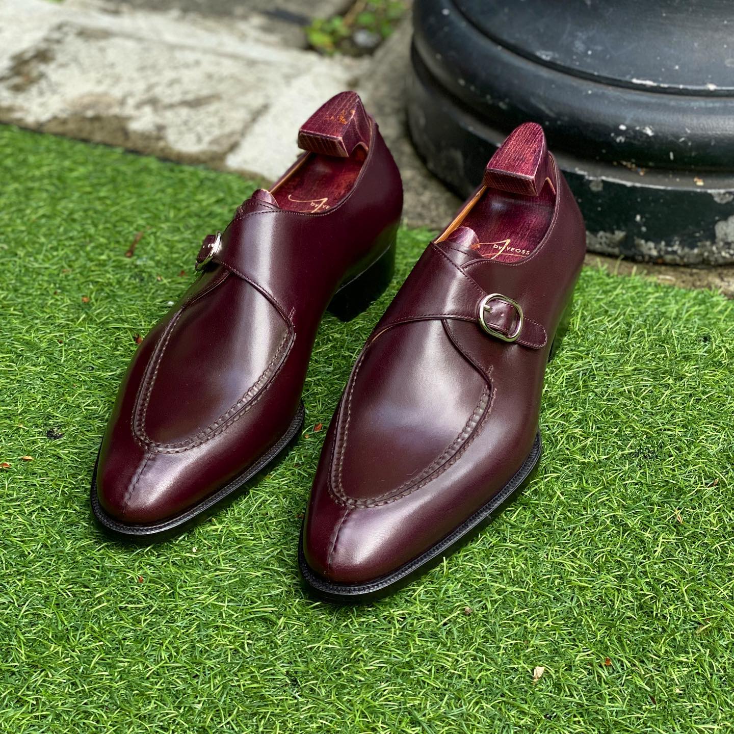 Brown Leather Santiago Buckle Single Monk Straps