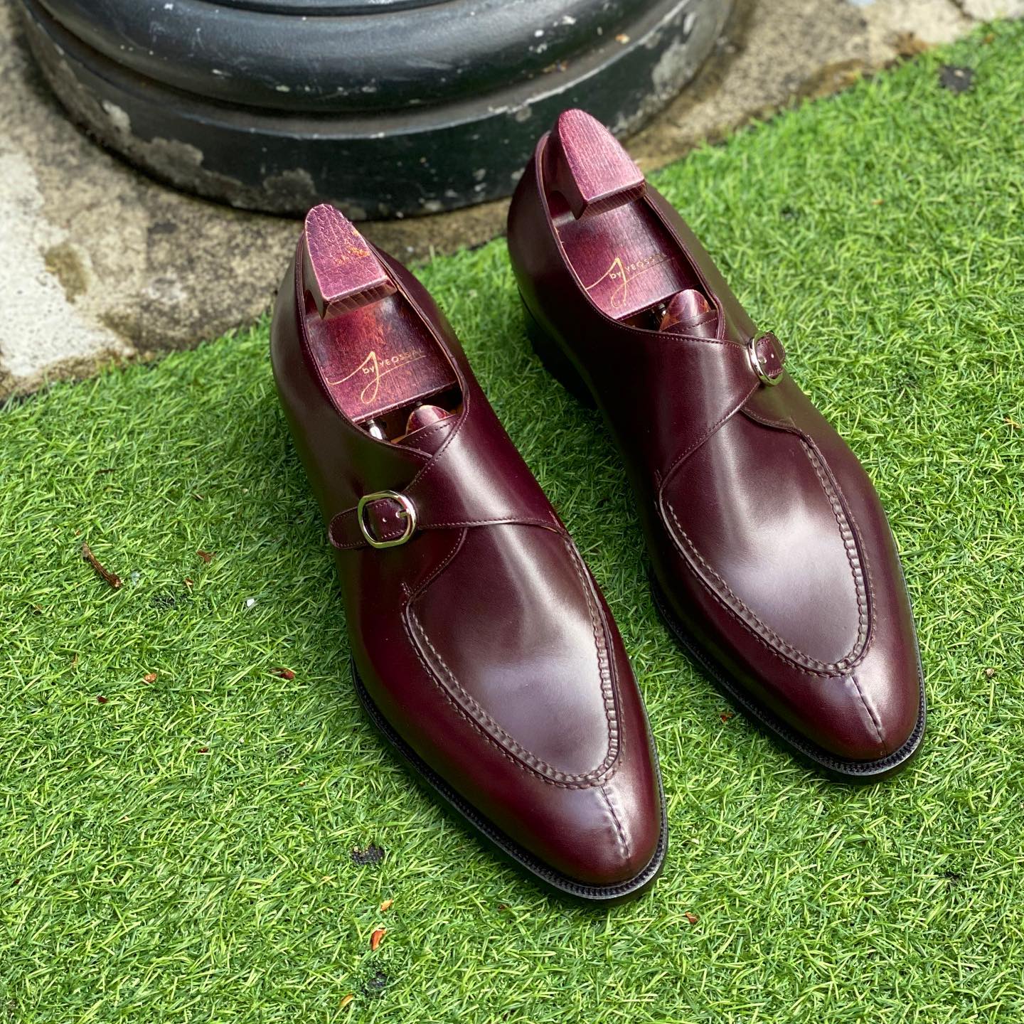 Brown Leather Santiago Buckle Single Monk Straps
