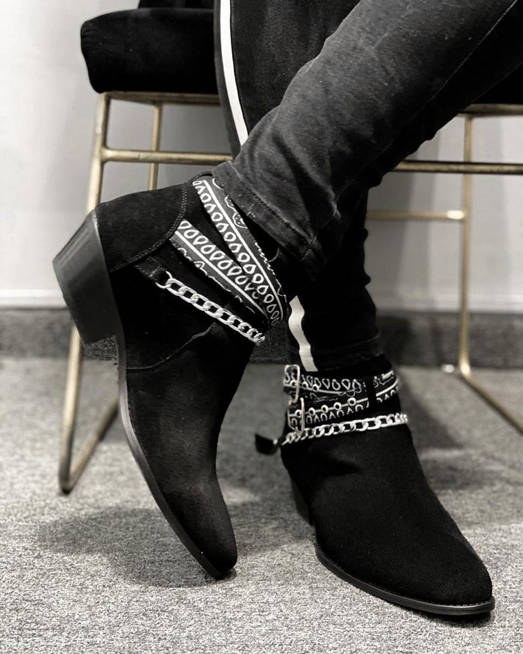 Height Increasing Black Suede Italian Leather  Marwari Marchers Jodhpur Boots