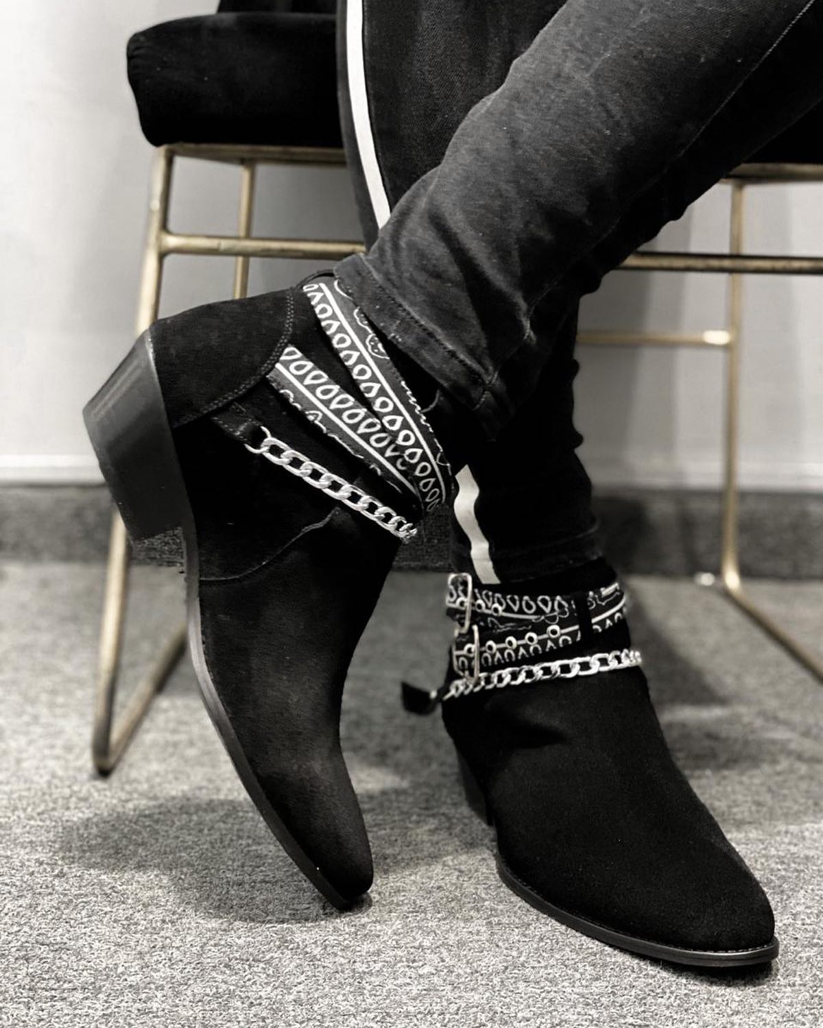 Height Increasing Black Suede Italian Leather  Marwari Marchers Jodhpur Boots