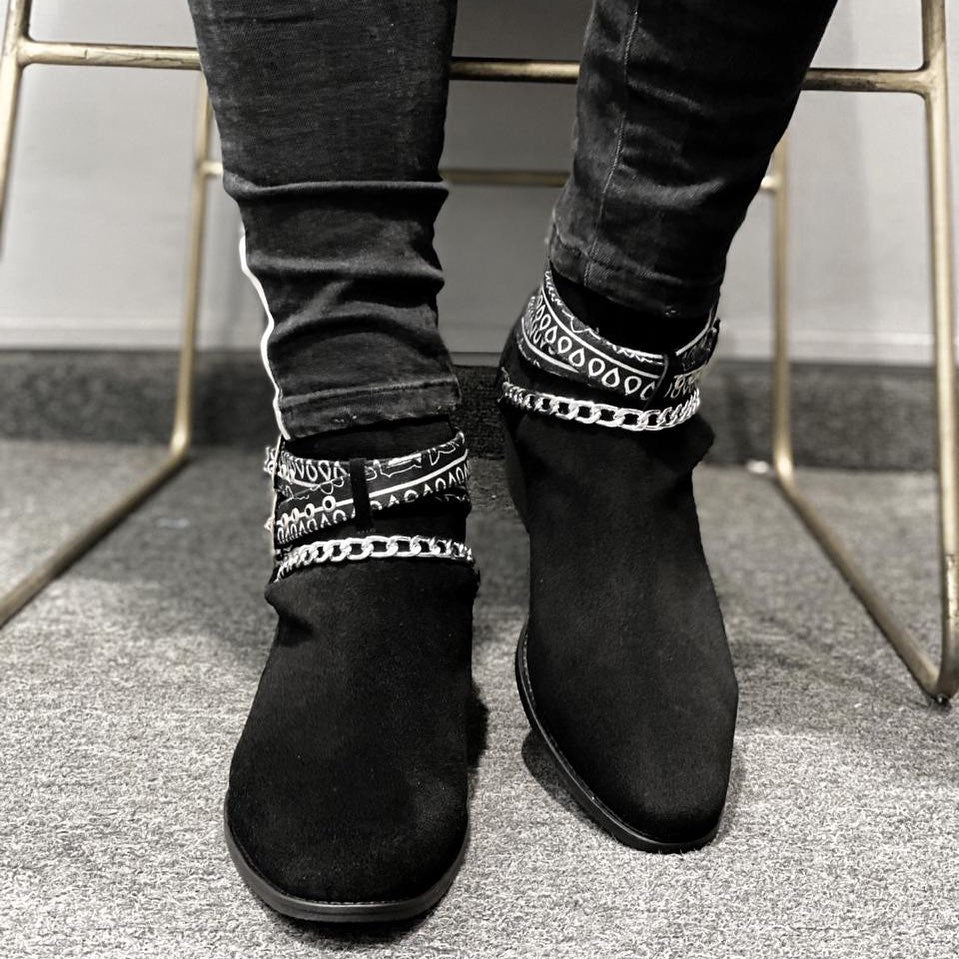 Height Increasing Black Suede Italian Leather  Marwari Marchers Jodhpur Boots