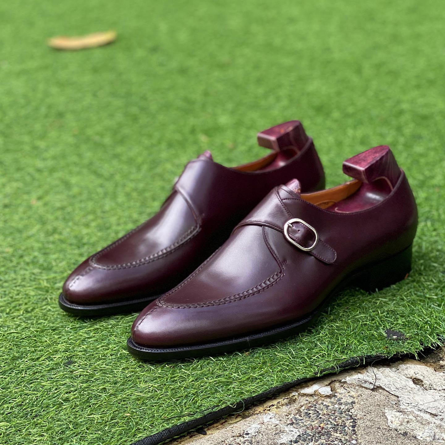 Brown Leather Santiago Buckle Single Monk Straps