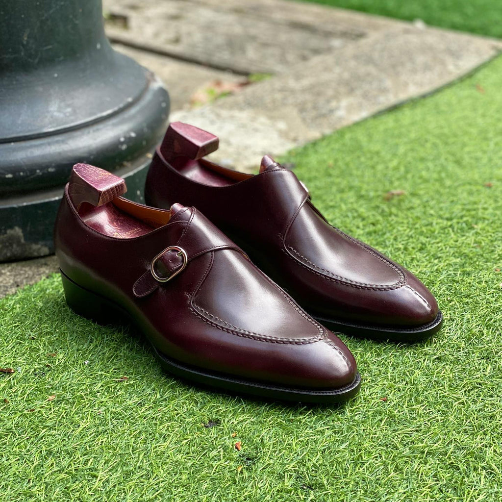 Brown Leather Santiago Buckle Single Monk Straps