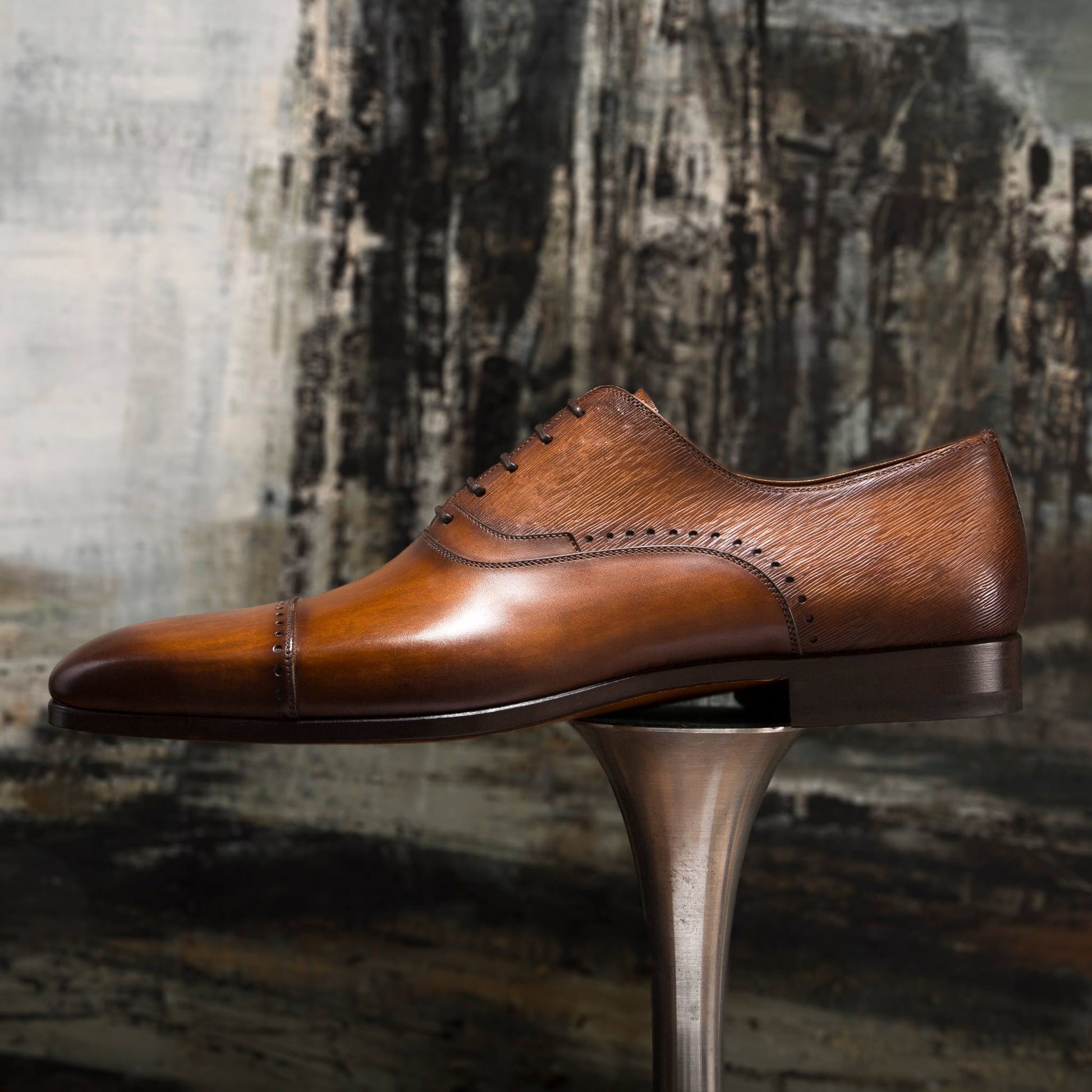 Tan Leather Jovian Lace Up Brogue Toe Cap Balmoral Oxfords