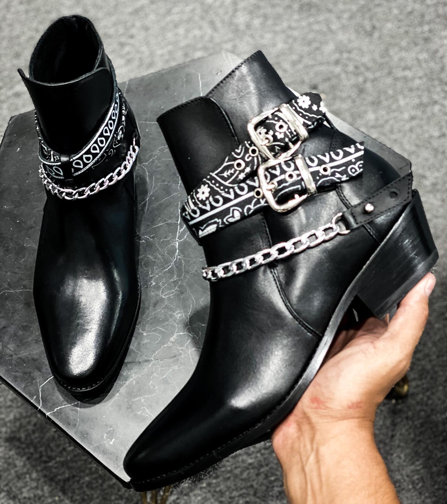Height Increasing Black Italian Leather Cantane Slip On Jodhpur Boots