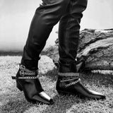 Height Increasing Black Italian Leather Cantane Slip On Jodhpur Boots