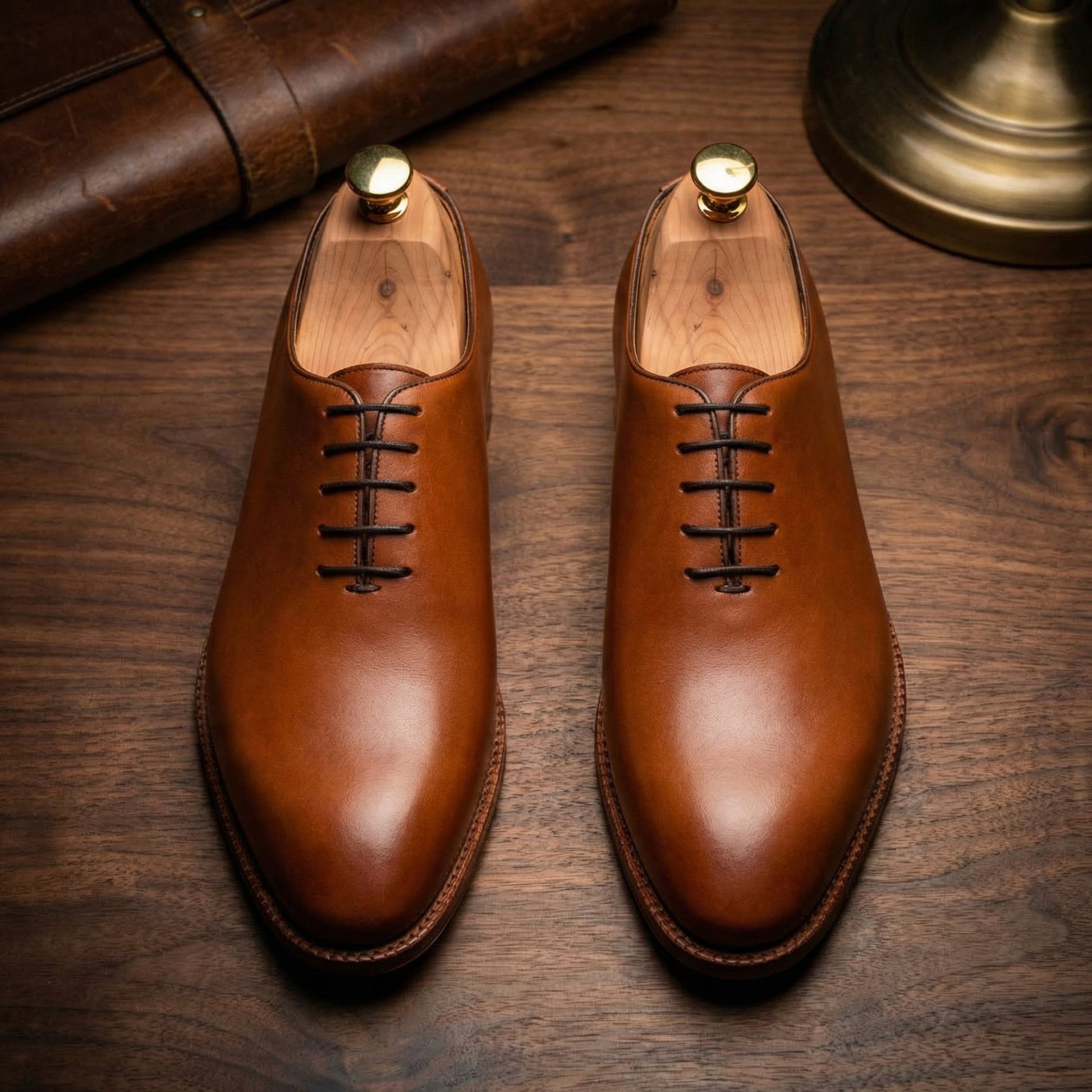 Tan Leather Drayton One Cut Oxfords - Formal Shoes
