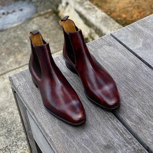 Brown Leather Urbino Slip On Chelsea Boots