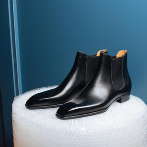 Black Leather Lucca Slip On Chelsea Boots