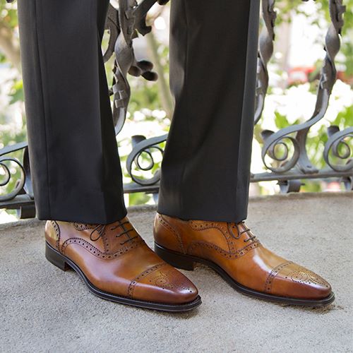 Tan Leather Huxley Lace Up Brogue Toe Cap Balmoral Oxfords