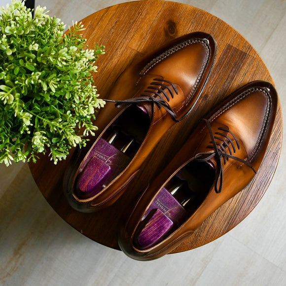 Tan Leather Oviedo Lace Up Derby Shoes