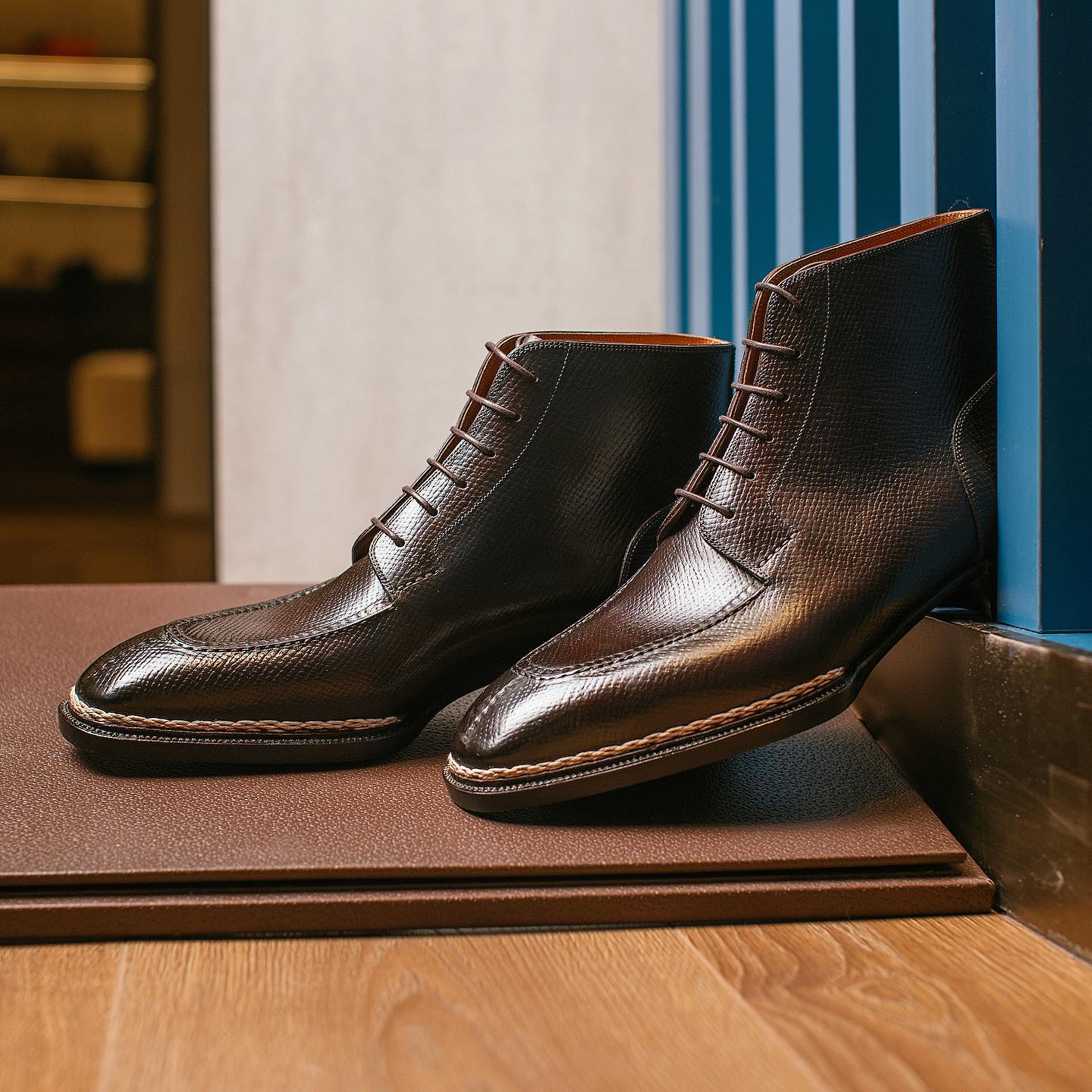 Norwegian Welted Brown Leather Pienza Lace Up Derby Boots AW24