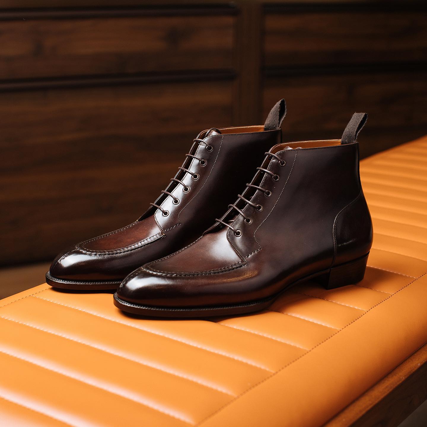 Brown Leather Ravello Lace Up Derby Boots 