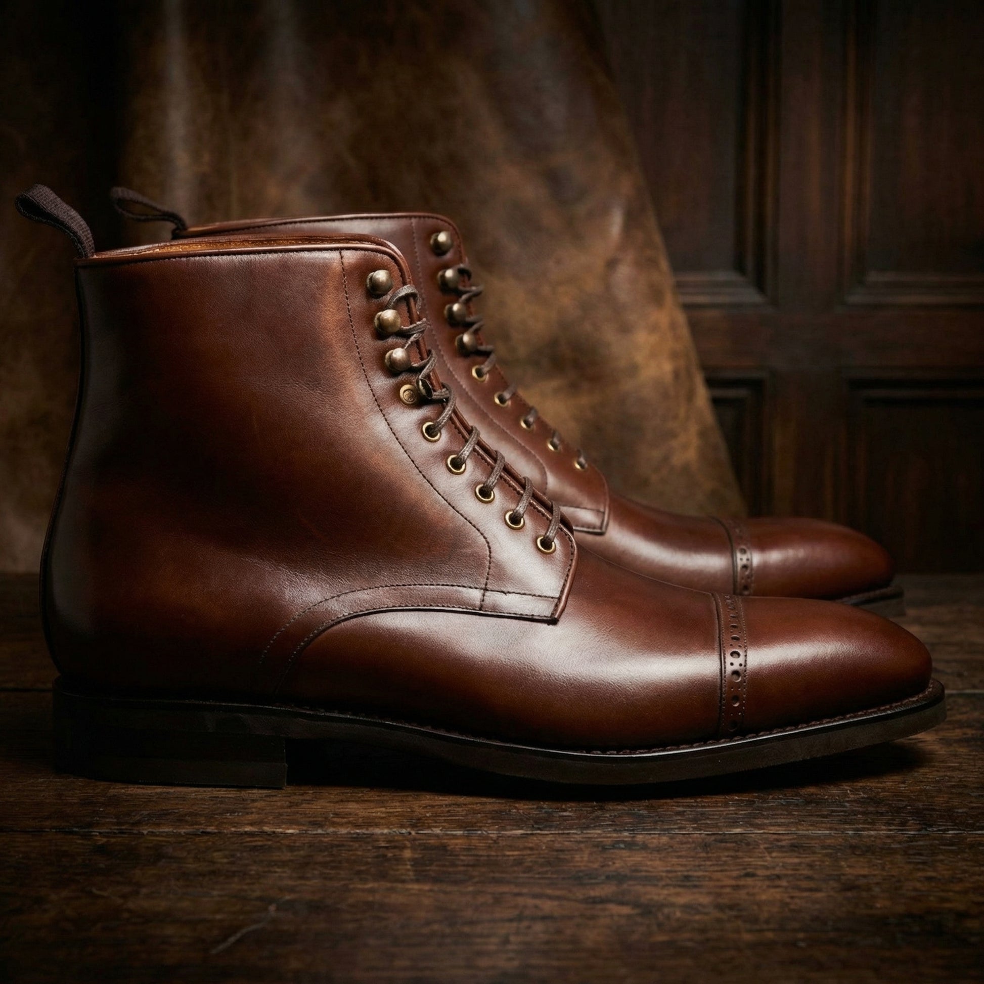 Brown Leather Caldecote Lace Up Boots