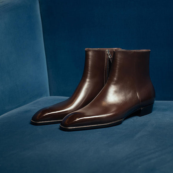 Brown Leather Anzio Zipper Boots