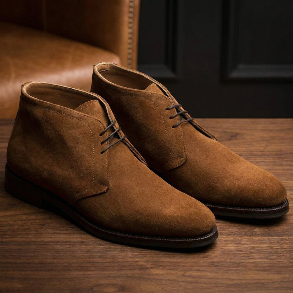 Tan Suede Epsom Lace Up Chukka Boots