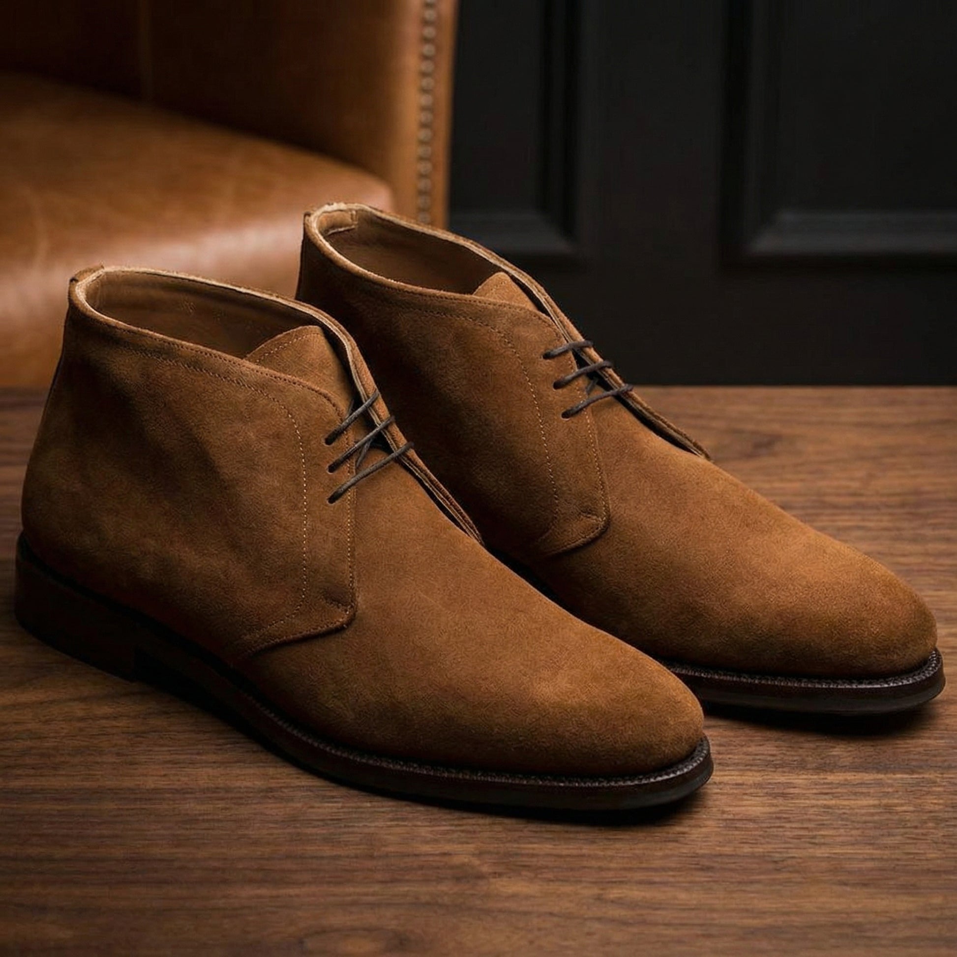 Tan Suede Epsom Lace Up Chukka Boots