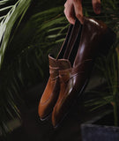 Brown Leather Tavira Slip On Penny Loafers 