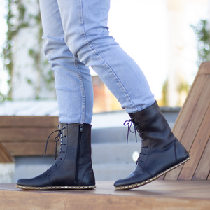 Black Leather Doppio Barefoot Boot