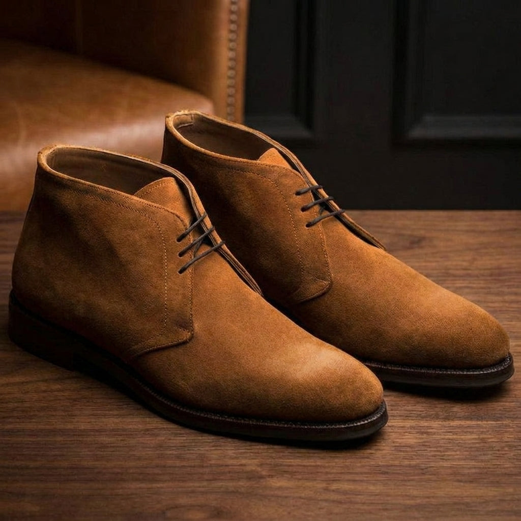 Tan Suede Epsom Lace Up Chukka Boots
