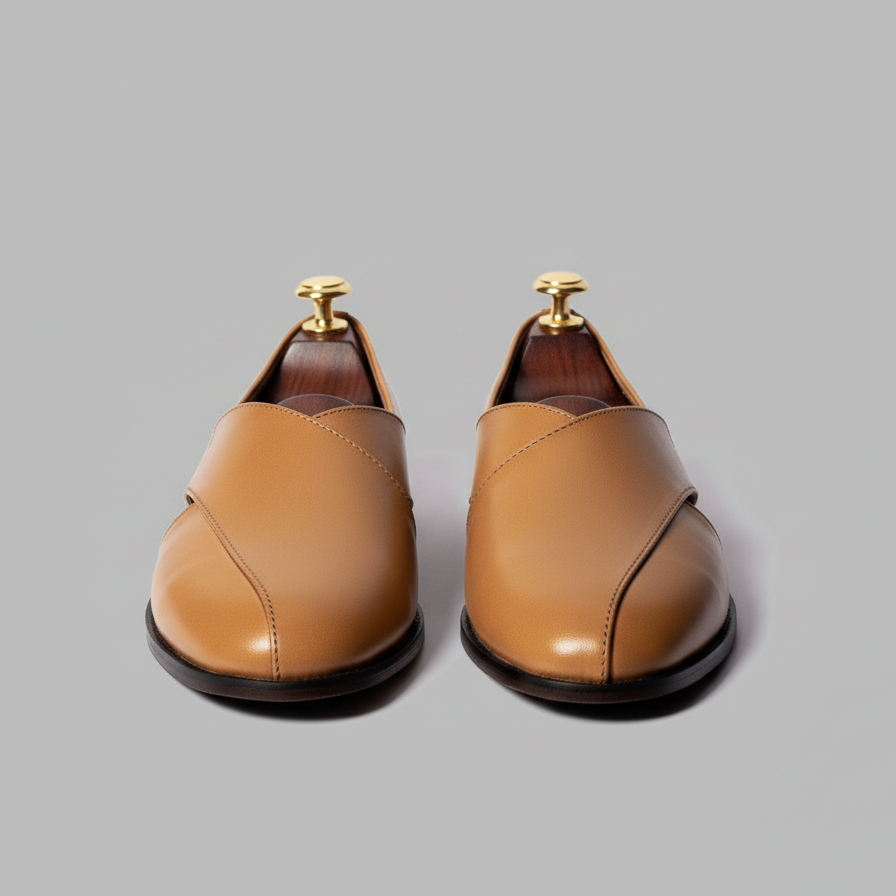 Tan Leather Tana Peshawari Loafers | Wedding Shoes for Groom | Shoes for Haldi Mehendi Sangeet
