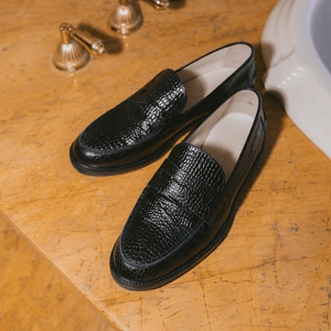 Black Leather Magia Horse Bit Loafers