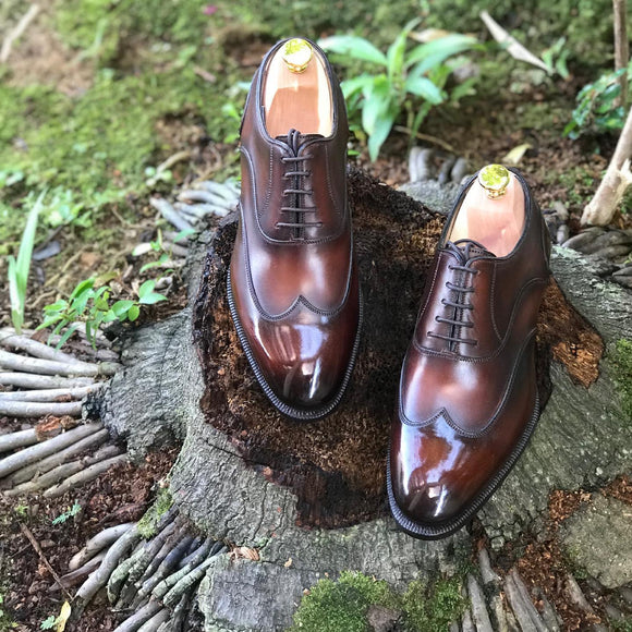 Brown Leather Aveiro Wingtip Oxford Shoes