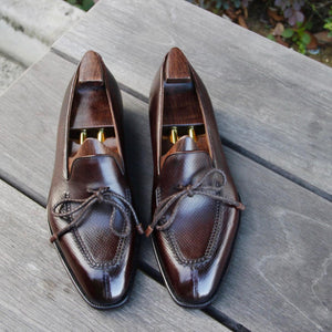 Brown Leather Oporto Slip On Driving Laced Loafers