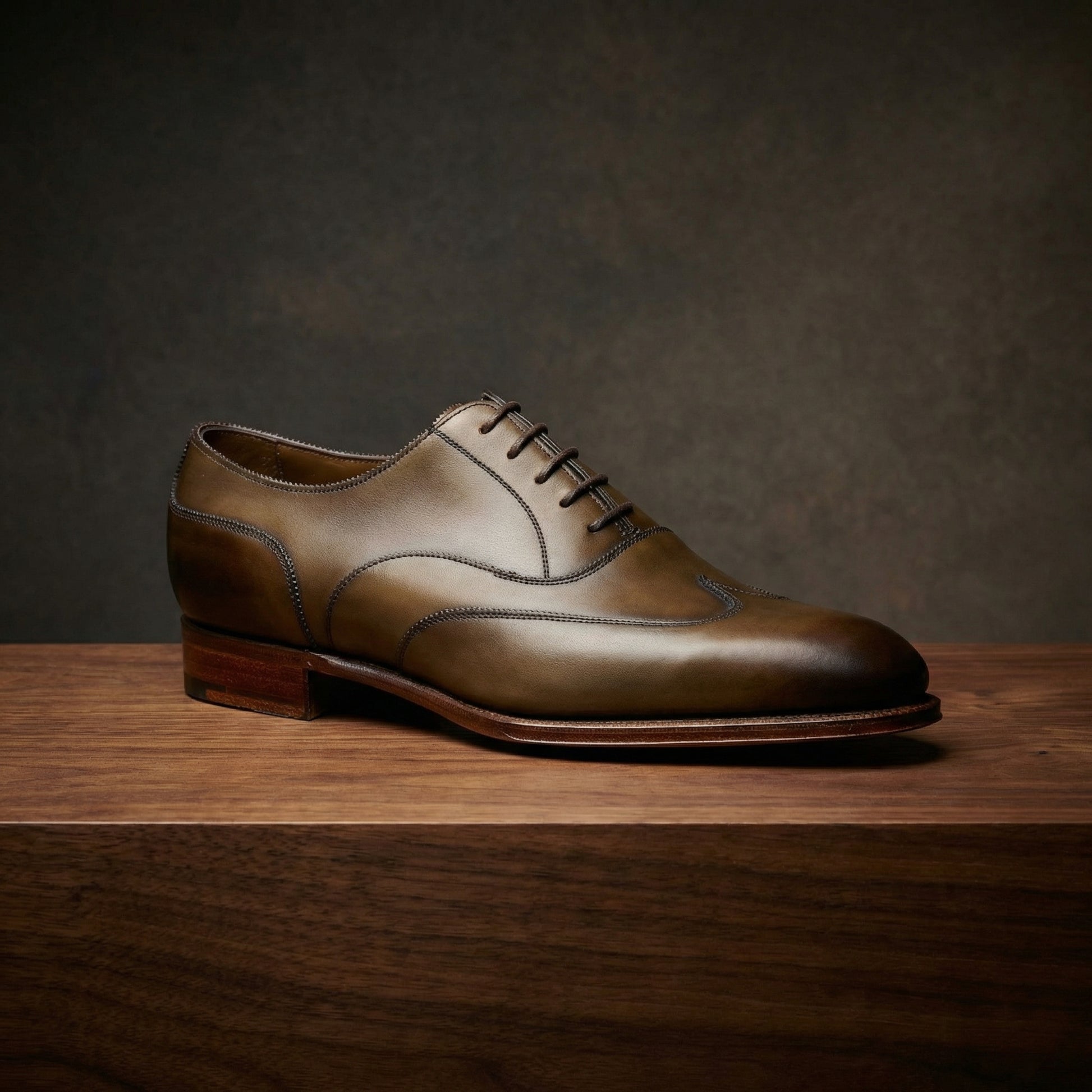 Olive Green Leather Gedling Brogue Oxfords